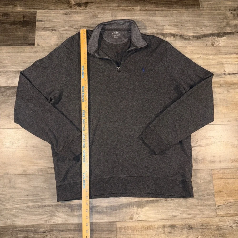 Polo Ralph Lauren‎ Quarter Zip Pullover Gray Pony Logo XL Men Cotton